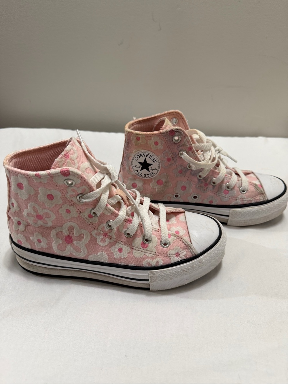 Converse Kids Pink Floral High-Top Canvas Sneakers